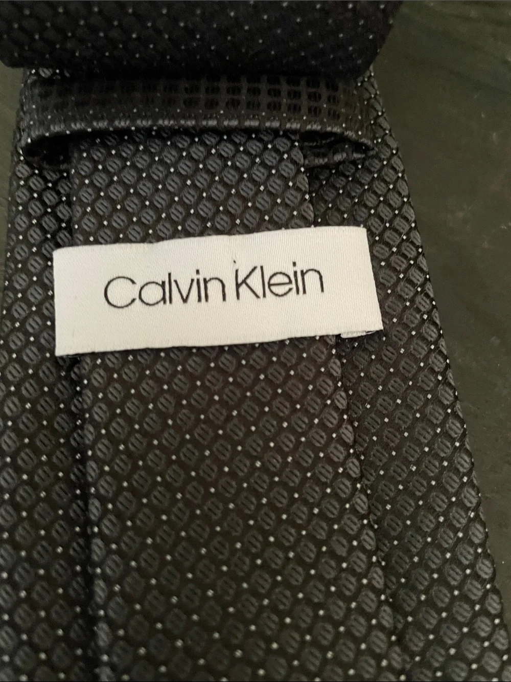 Calvin Klein Textured Charcoal Gray/Navy Geometric Tie